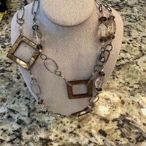 Long Necklace Brown Beaded